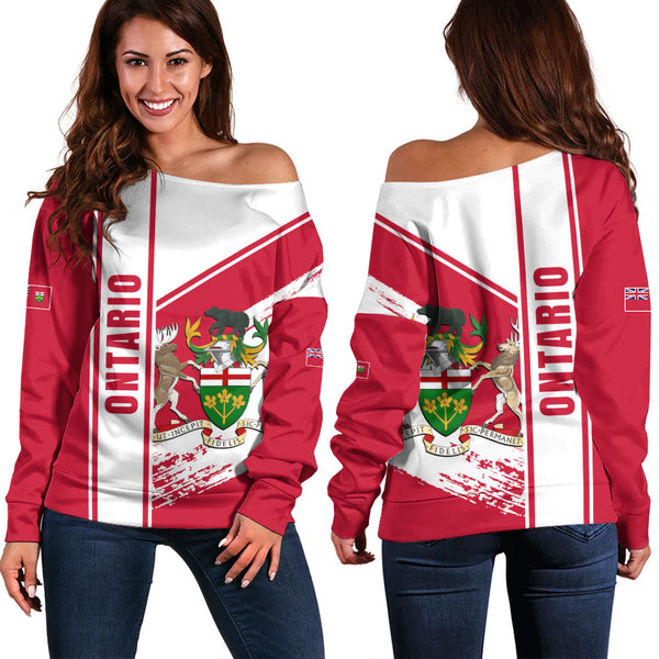 Ontario Off Shoulder Sweatshirt Heritage Strength Crest