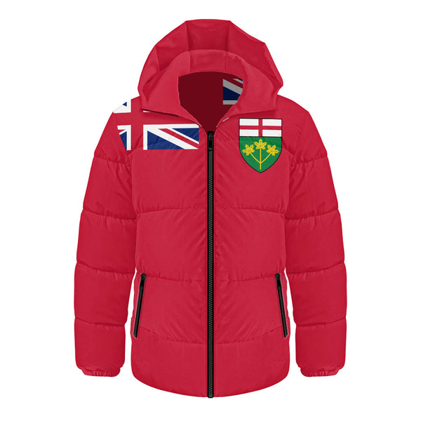 Ontario Hooded Padded Jacket Flag Minimalist Pride Style