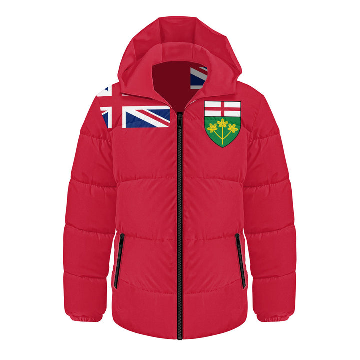 Ontario Hooded Padded Jacket Flag Minimalist Pride Style
