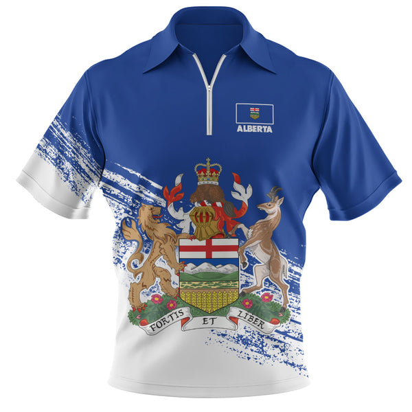 Alberta Zip Polo Shirt Pride Of The Provinces