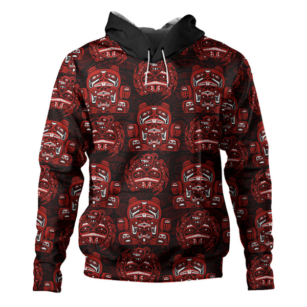 Canada Hoodie Haida Spirit Face Totem Repeat Print