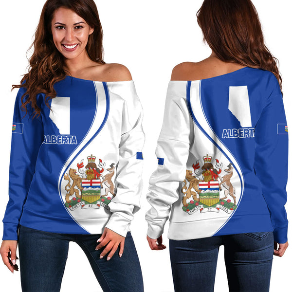 Alberta Off Shoulder Sweatshirt Canada Territories Pride