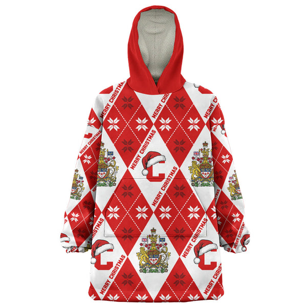 Canada Snug Hoodie Christmas Argyle Pattern With Royal Crest