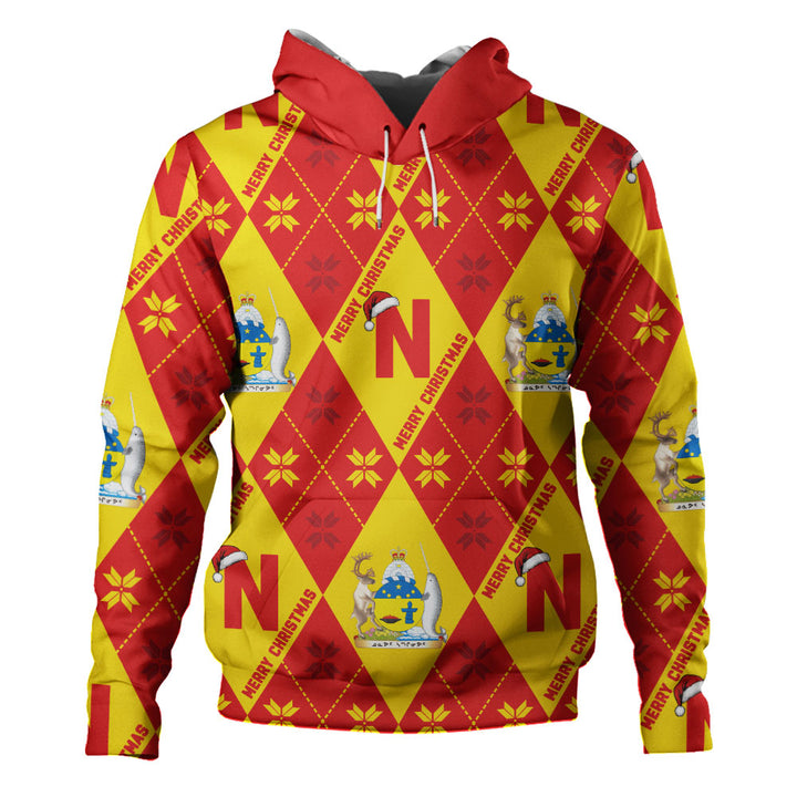 Nunavut Hoodie Christmas Argyle Pattern With Royal Crest