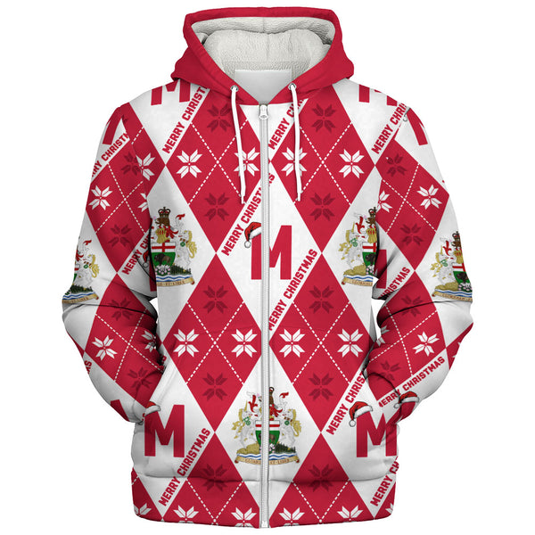 Manitoba Sherpa Hoodie Christmas Argyle Pattern With Royal Crest