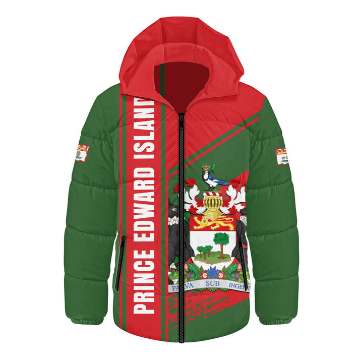 Prince Edward Island Hooded Padded Jacket Heritage Strength Crest