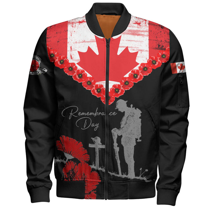 Canada Bomber Jacket Remembrance Day Maple Poppy Honor
