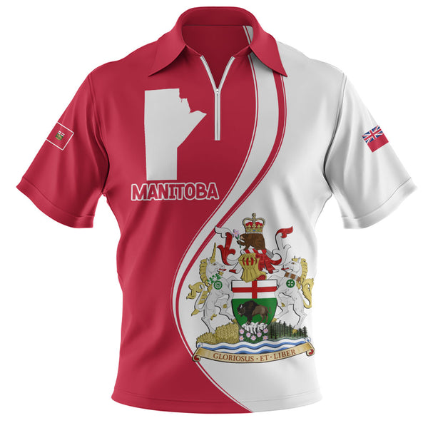 Manitoba Zip Polo Shirt Canada Territories Pride