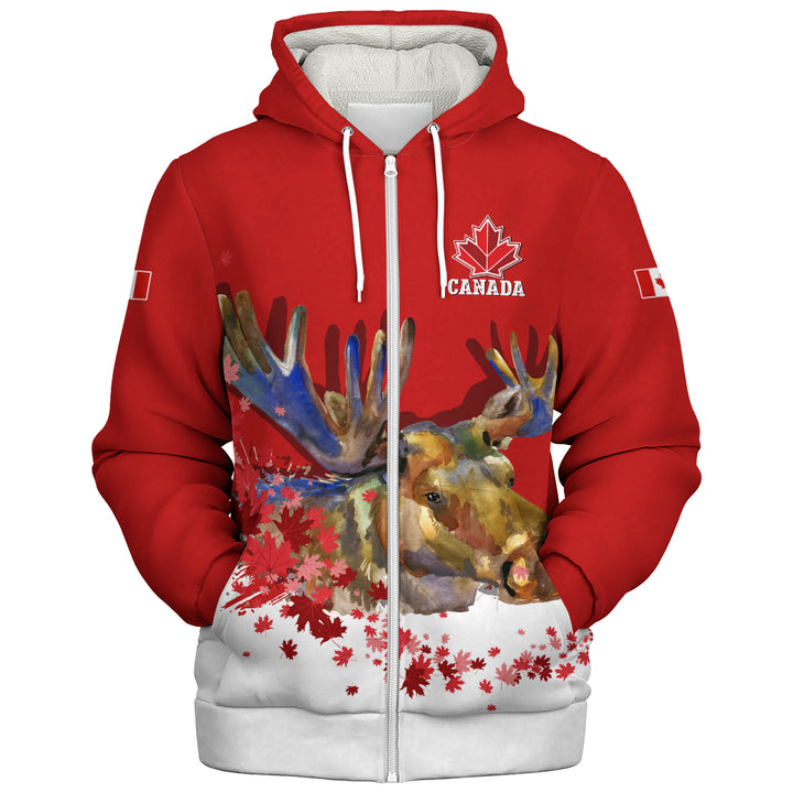 Canada Sherpa Hoodie Majestic Moose Canada Maple Spirit Edition