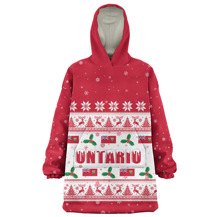 Ontario Snug Hoodie Christmas Knit Style Snowflake Reindeer