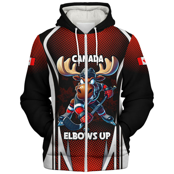 Canada Sherpa Hoodie Fight Ready Moose Canada Hockey Attitude