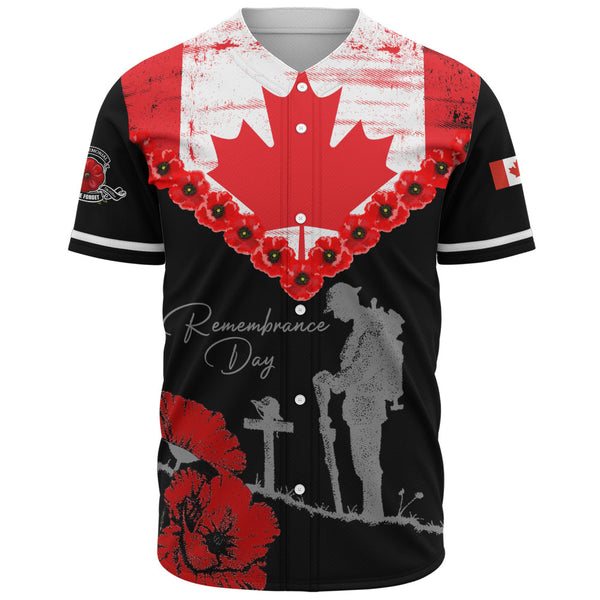 Canada Baseball Shirt Remembrance Day Maple Poppy Honor