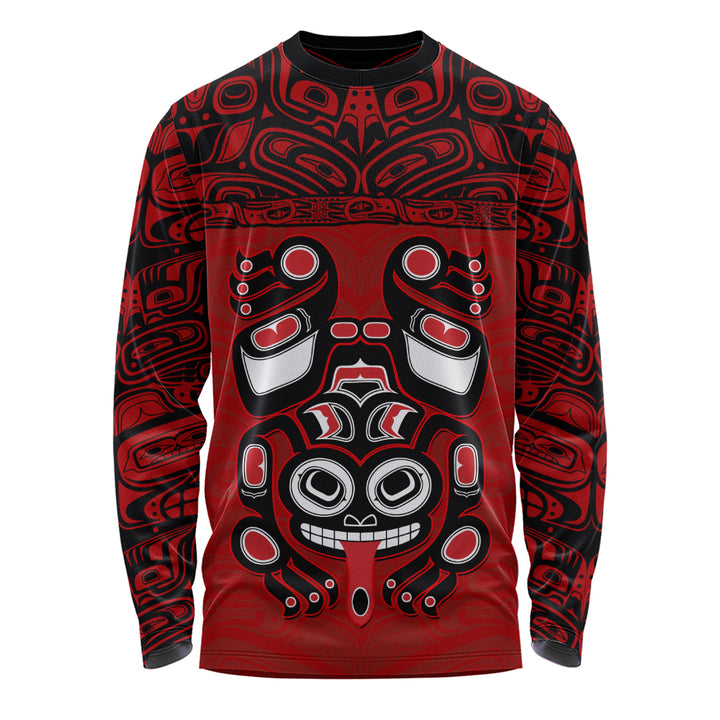 Canada Long Sleeve T-Shirt Haida Frog Guardian Tribal Power