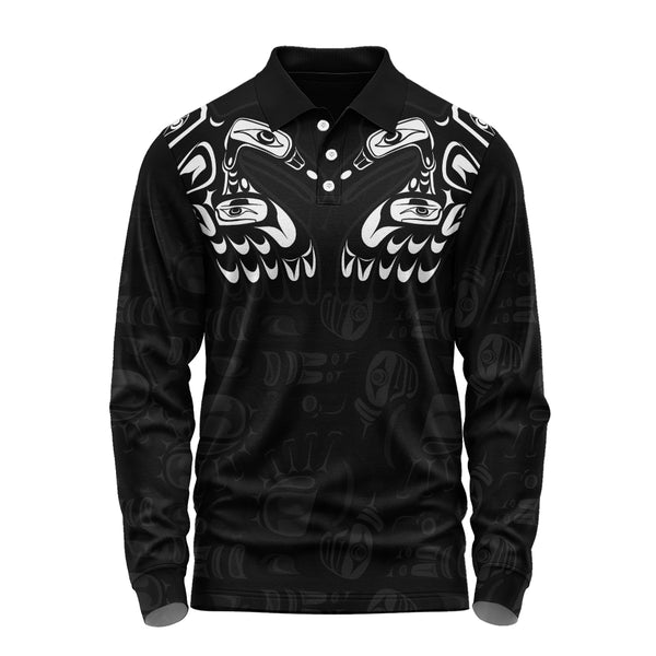 Canada Long Sleeve Polo Shirt Haida North Coast Shadows