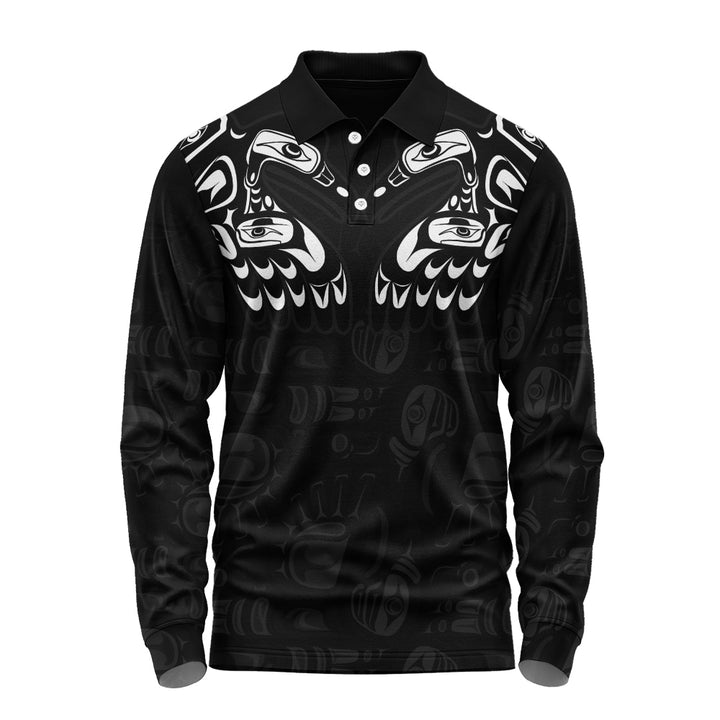 Canada Long Sleeve Polo Shirt Haida North Coast Shadows