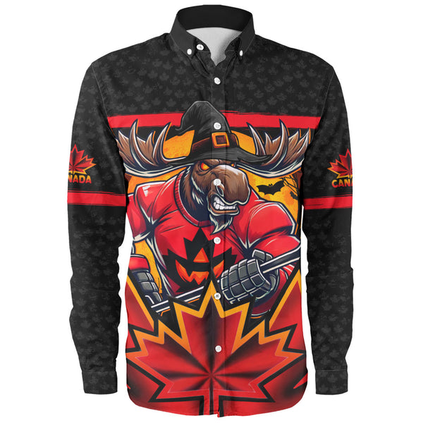 Canada Long Sleeve Shirt Scary Moose Canada Hockey Spirit