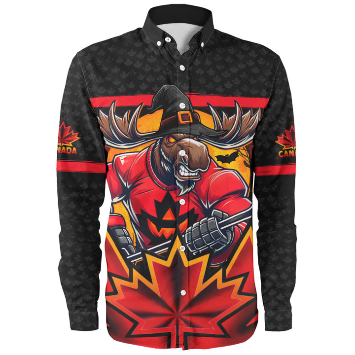 Canada Long Sleeve Shirt Scary Moose Canada Hockey Spirit