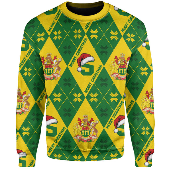 Saskatchewan Sweatshirt Christmas Argyle Pattern With Royal Crest