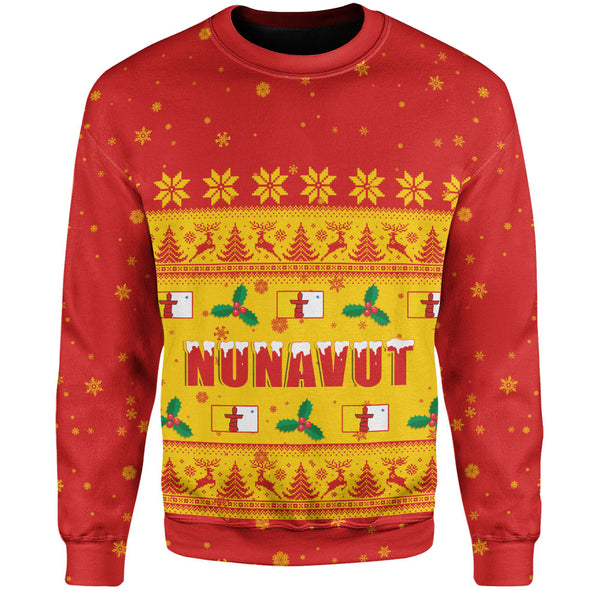 Nunavut Sweatshirt Christmas Knit Style Snowflake Reindeer