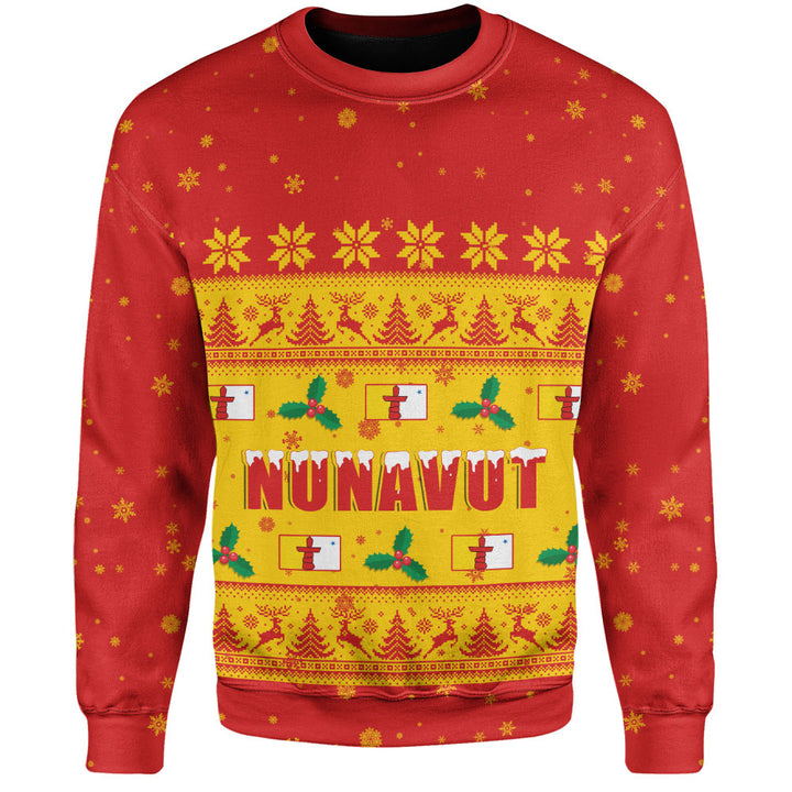 Nunavut Sweatshirt Christmas Knit Style Snowflake Reindeer