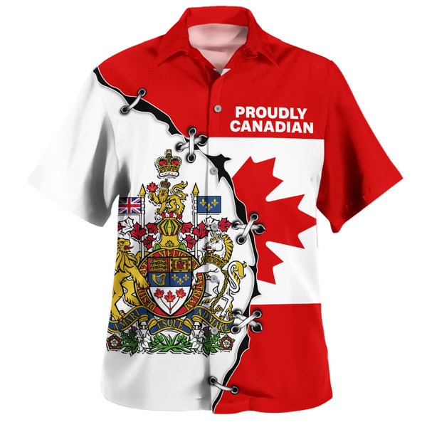Canada Bowling Shirt Coat Of Arms Unity Zipper Style