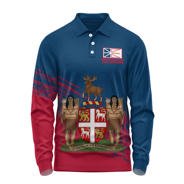 Newfoundland & Labrador Long Sleeve Polo Shirt Pride Of The Provinces