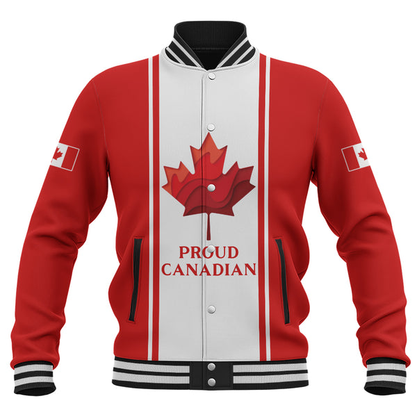 Canada Baseball Jacket Proud Canadian Vertical Maple Flag Edition