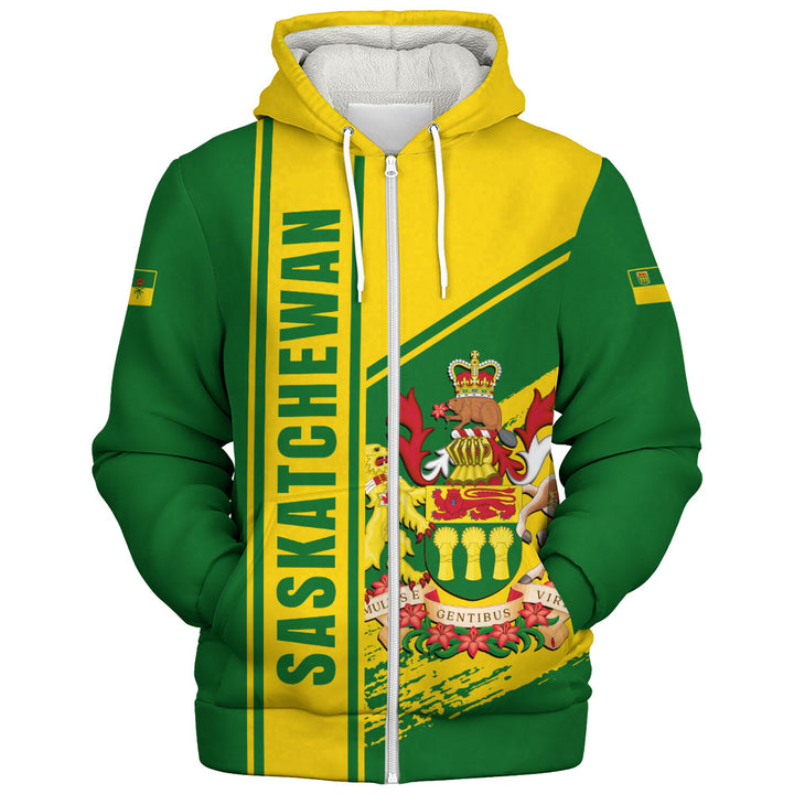 Saskatchewan Sherpa Hoodie Heritage Strength Crest