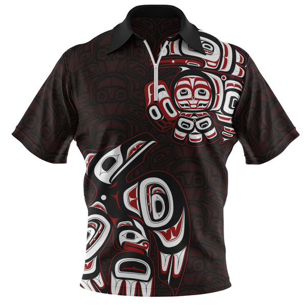 Canada Zip Polo Shirt Haida Red Raven Rise