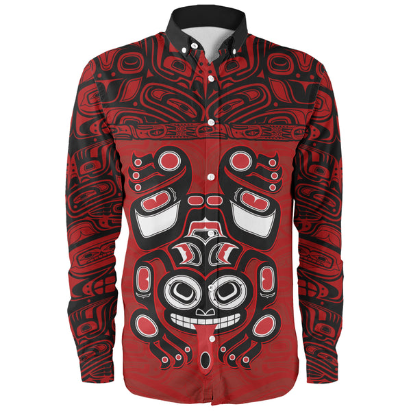 Canada Long Sleeve Shirt Haida Frog Guardian Tribal Power