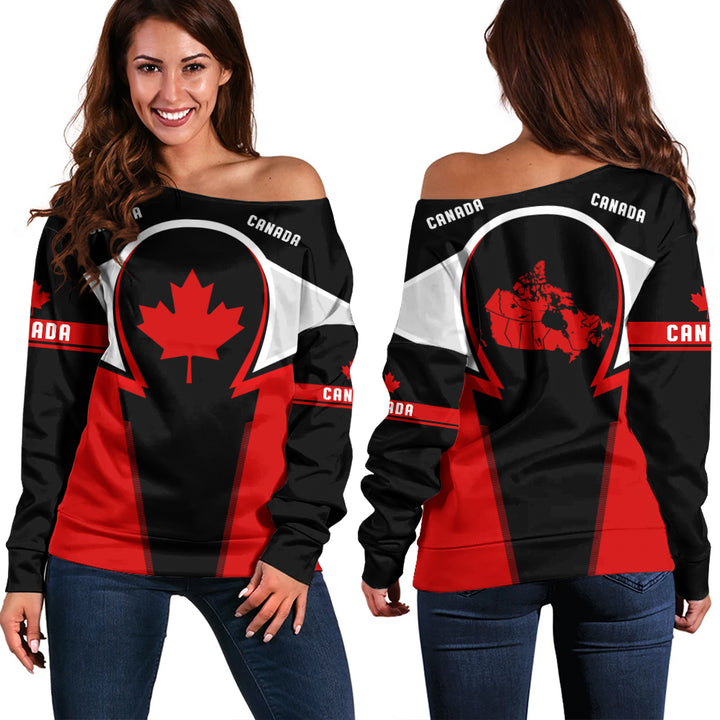 Canada Off Shoulder Sweatshirt True North Prime Canada Edition