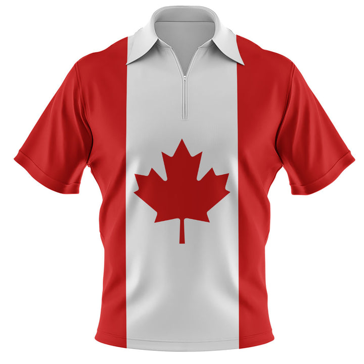 Canada Zip Polo Shirt Flag Minimalist Pride Style