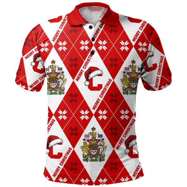 Canada Polo Shirt Christmas Argyle Pattern With Royal Crest