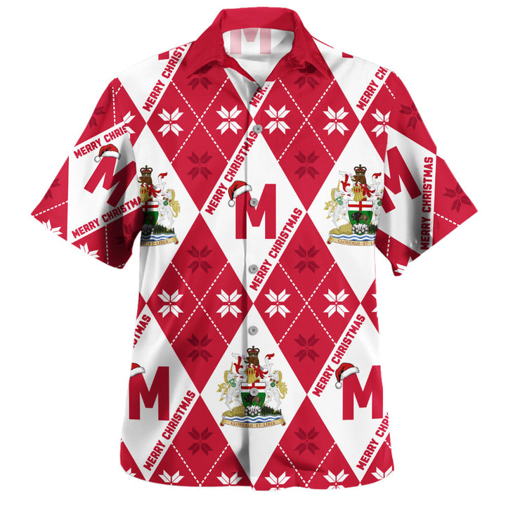 Manitoba Bowling Shirt Christmas Argyle Pattern With Royal Crest