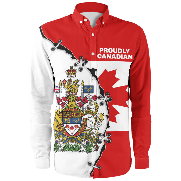 Canada Long Sleeve Shirt Coat Of Arms Unity Zipper Style
