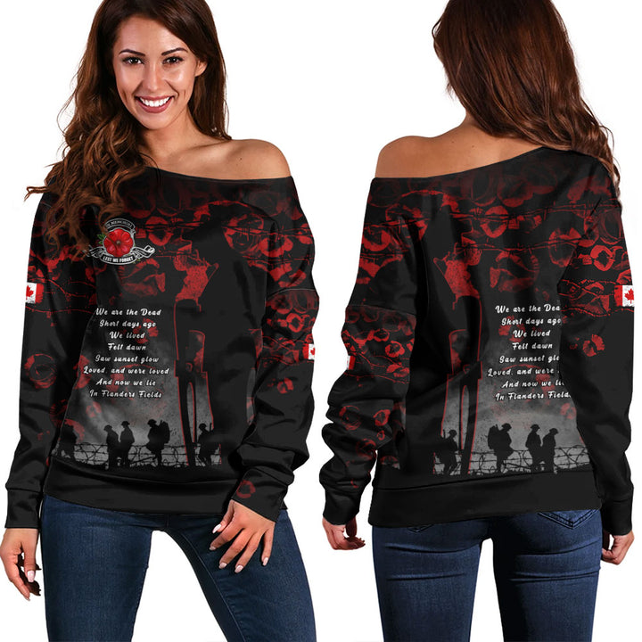 Canada Off Shoulder Sweatshirt In Flanders Fields Canada Remembrance Day Tribute
