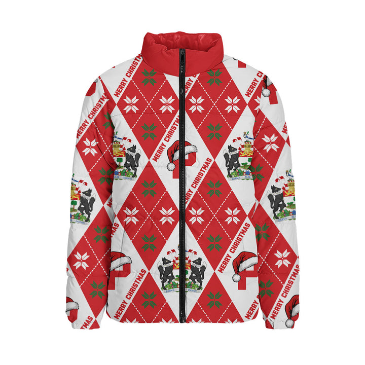 Prince Edward Island Padded Jacket Christmas Argyle Pattern With Royal Crest