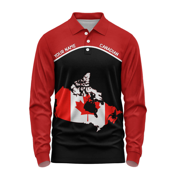 Canada Long Sleeve Polo Shirt Red North Classic Canadian Heritage Wear