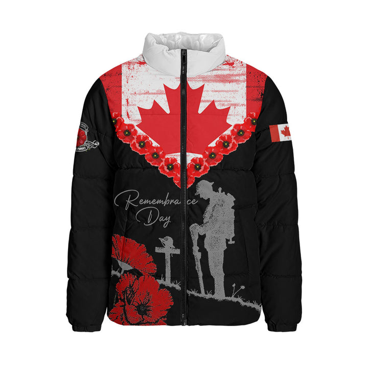 Canada Padded Jacket Remembrance Day Maple Poppy Honor