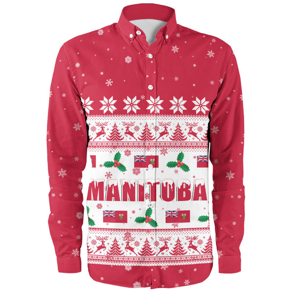 Manitoba Long Sleeve Shirt Christmas Knit Style Snowflake Reindeer