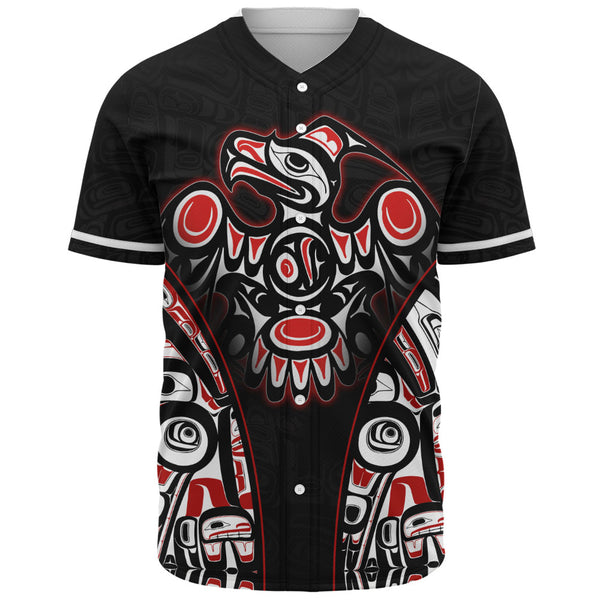 Canada Baseball Shirt Thunderbird Totem Legacy Black And Red Power