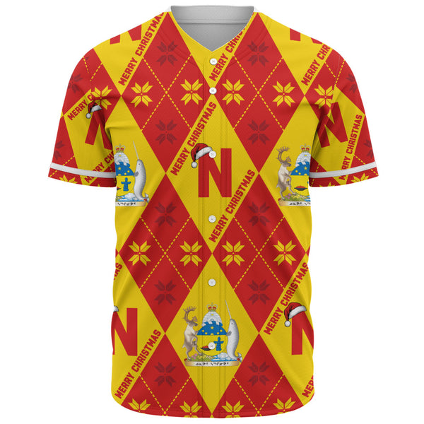 Nunavut Baseball Shirt Christmas Argyle Pattern With Royal Crest