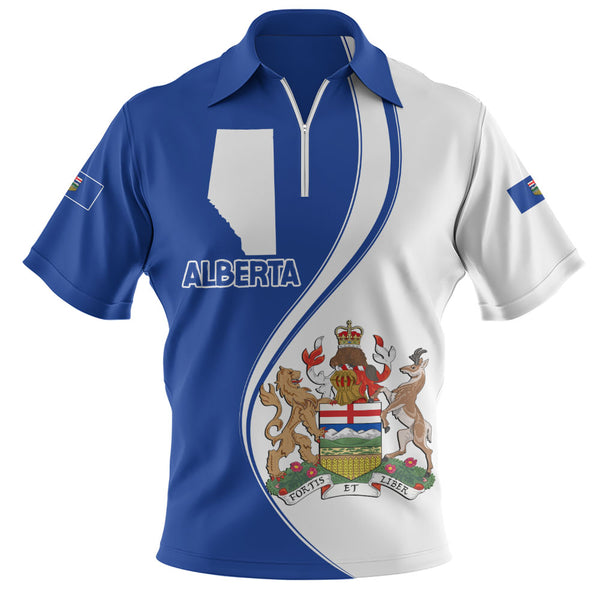 Alberta Zip Polo Shirt Canada Territories Pride
