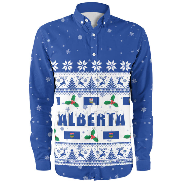 Alberta Long Sleeve Shirt Christmas Knit Style Snowflake Reindeer
