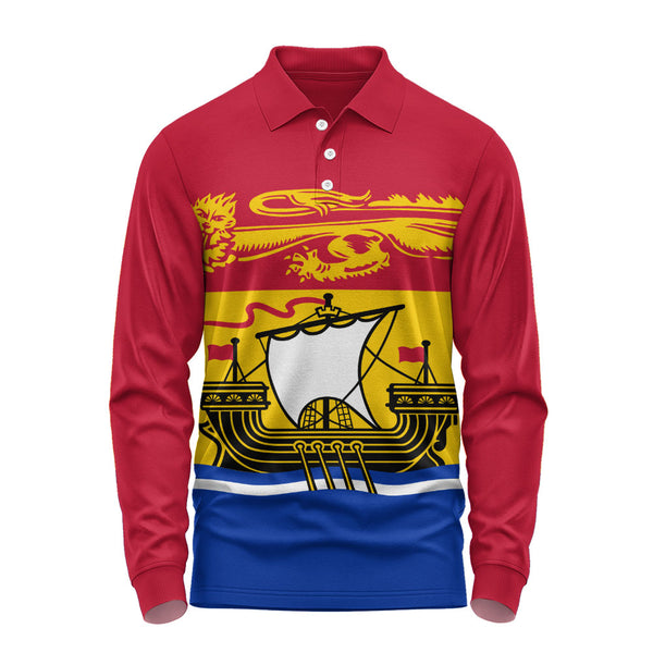 New Brunswick Long Sleeve Polo Shirt Flag Minimalist Pride Style