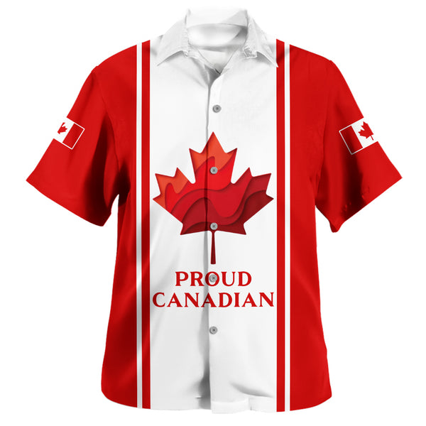 Canada Bowling Shirt Proud Canadian Vertical Maple Flag Edition