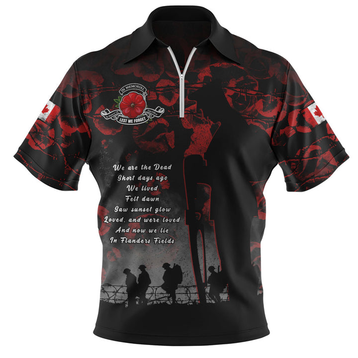 Canada Zip Polo Shirt In Flanders Fields Canada Remembrance Day Tribute