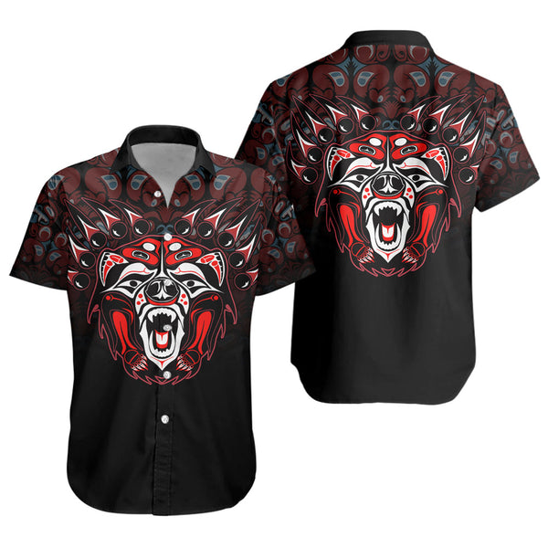 Canada Short Sleeve Shirt Tribal Bear Awakening