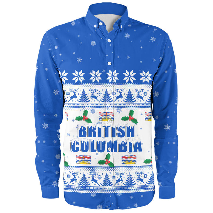 British Columbia Long Sleeve Shirt Christmas Knit Style Snowflake Reindeer