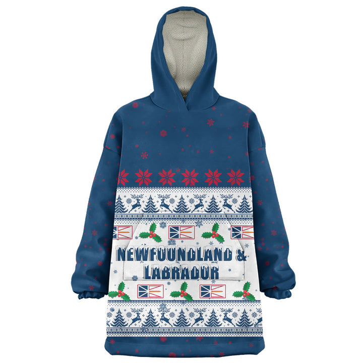 Newfoundland & Labrador Snug Hoodie Christmas Knit Style Snowflake Reindeer